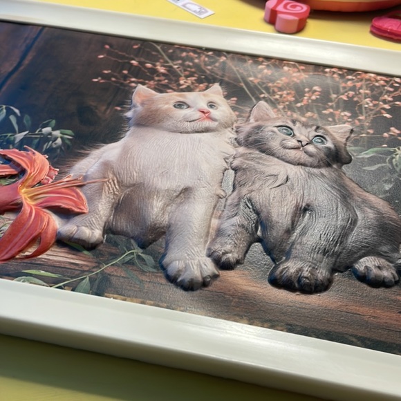 Vintage Puffy Bubble 3D Kitty Cat Wall Hanging Picture 🖼 made in Italy - Picture 10 of 11